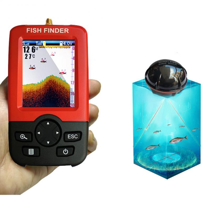 Fish Finder Portable - Tragbarer Fischfinder mit 100M Sonar-Sensor, Echolot,